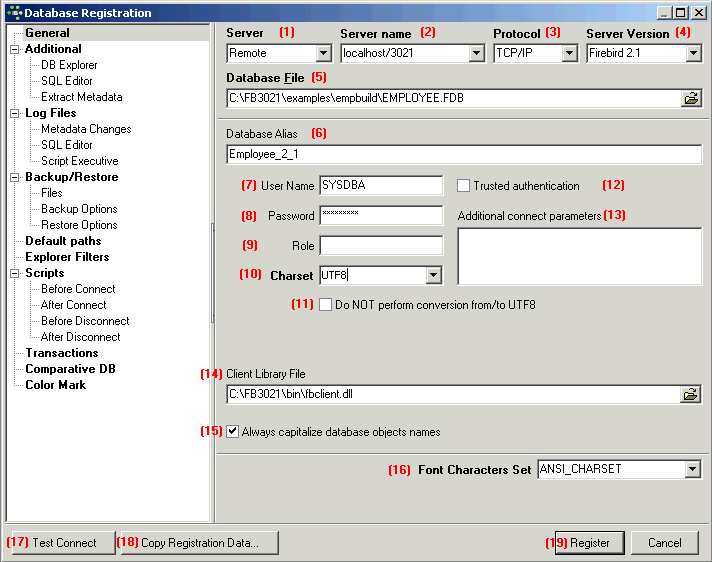 the database experts Doc/Registering a database (using the EMPLOYEE ...